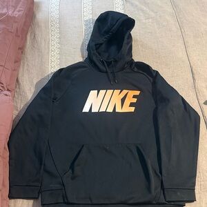 Nike Men's Dri-Fit Hoodie Black and Orange